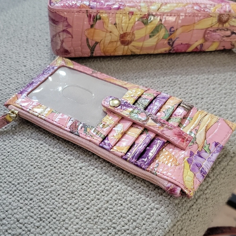 Floral Pink Woven Crossbody Bag and Wallet Set - Picture 3 of 6